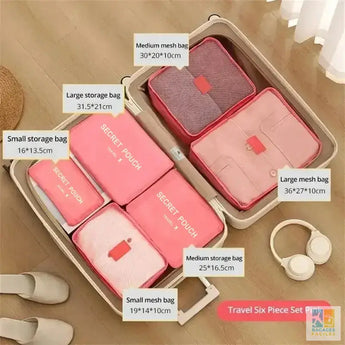 6pcs Travel Storage Bag Large Capacity Luggage Clothes Sorting Organizer Set Suitcase Pouch Case Shoes Packing Cube Bag