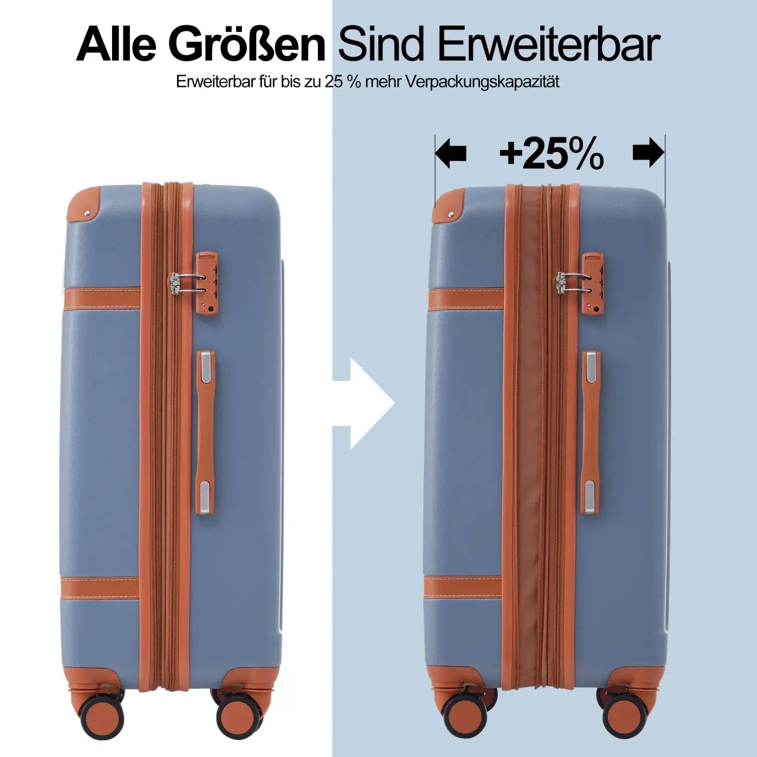 Valise cabine à coque rigide avec roues pivotantes et serrure TSA