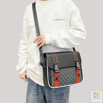 Classic Style Plaid Shoulder Bag for Men Perfect for Work and Leisure - plaid / 28x7x22cm