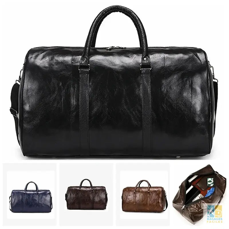 Leather Travel Bag Large Duffle Independent Big Fitness Bags Handbag Bag Luggage Shoulder Bag Black Men Fashion Zipper