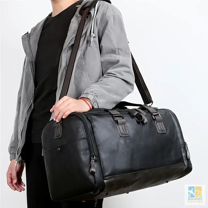 Men Quality PU Leather Travel Bags Carry On Luggage Bag Men Duffel Bags Handbag Casual Traveling Tote Large Weekend Bag