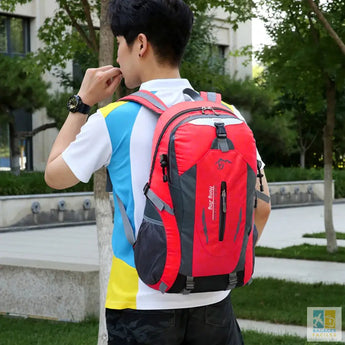 Polyester Camping Backpack Breathable Trekking Bag Large Capacity Wear-resistant Layered Storage Lightweight for Office