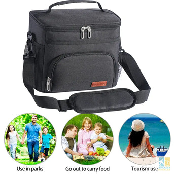 Portable Lunch Bag Food Thermal Box Multifunctional Large Capacity Travel Picnic Lunch Box with Shoulder Strap Bag for