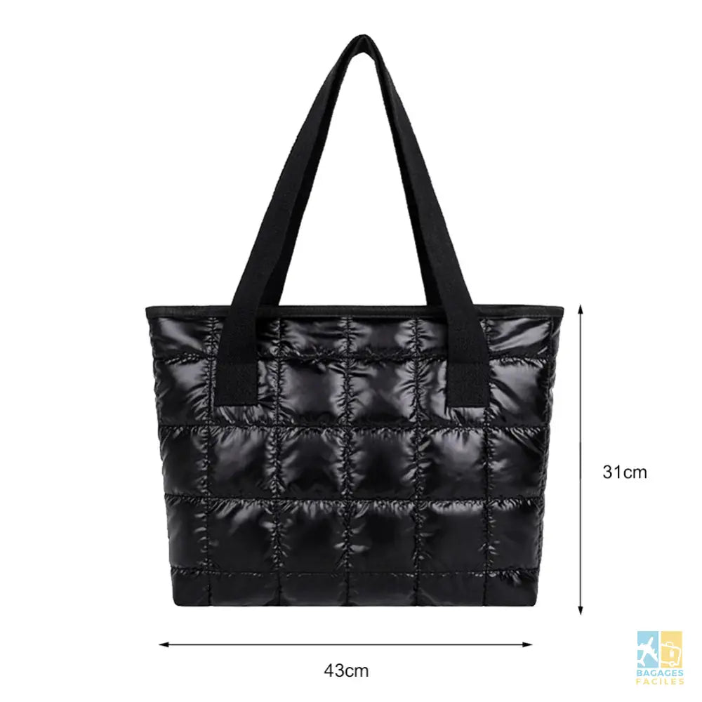 Portable Travel Women Padded Nylon Top-handle Space Bag Handbag Large Capacity Tote Bags Female Feather Padded Shoulder