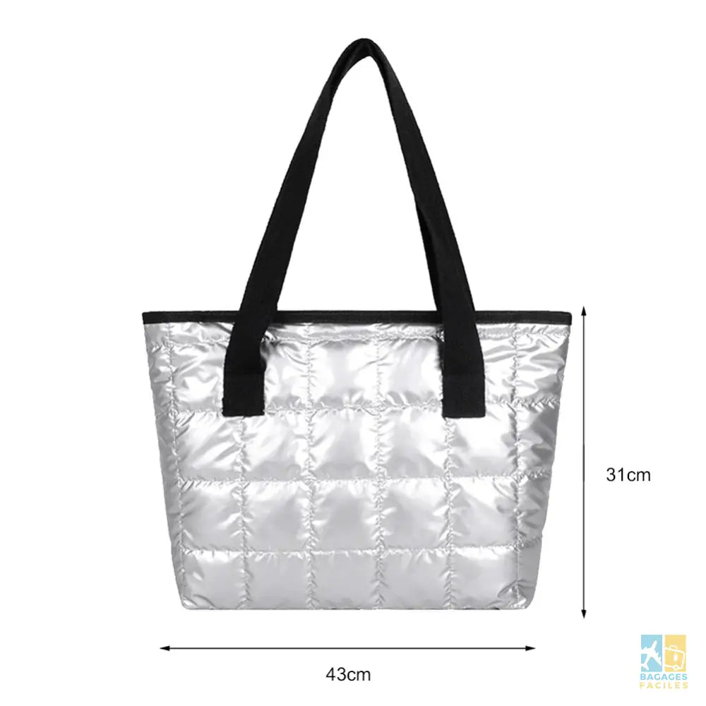 Portable Travel Women Padded Nylon Top-handle Space Bag Handbag Large Capacity Tote Bags Female Feather Padded Shoulder