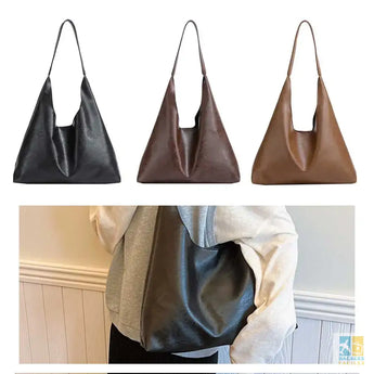 PU Soft Leather Tote Bag Large Capacity Women Big Shoulder Bag Solid Color Crossbody Bag Lightweight Casual Style