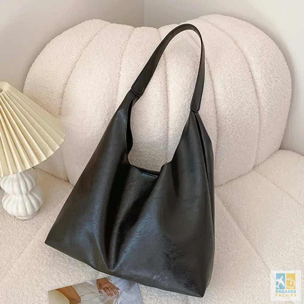 PU Soft Leather Tote Bag Large Capacity Women Big Shoulder Bag Solid Color Crossbody Bag Lightweight Casual Style