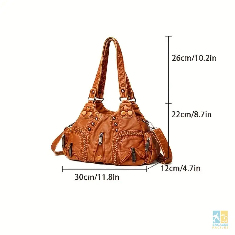 Sac à bandoulière vintage à clous - 23x17,5 cm léger et pratique