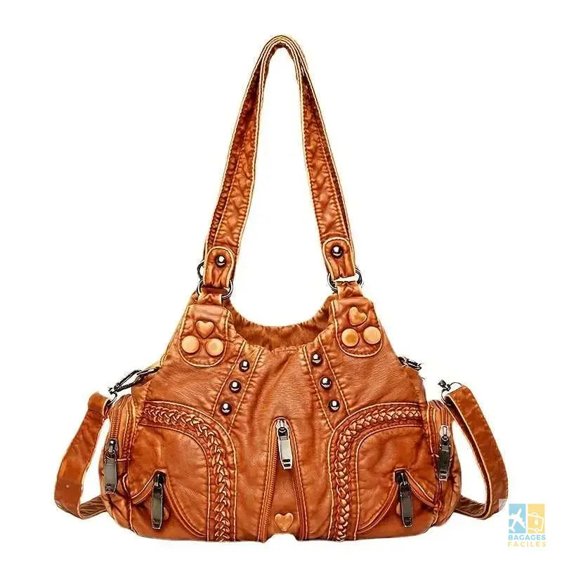 Sac à bandoulière vintage à clous - 23x17,5 cm, léger et pratique