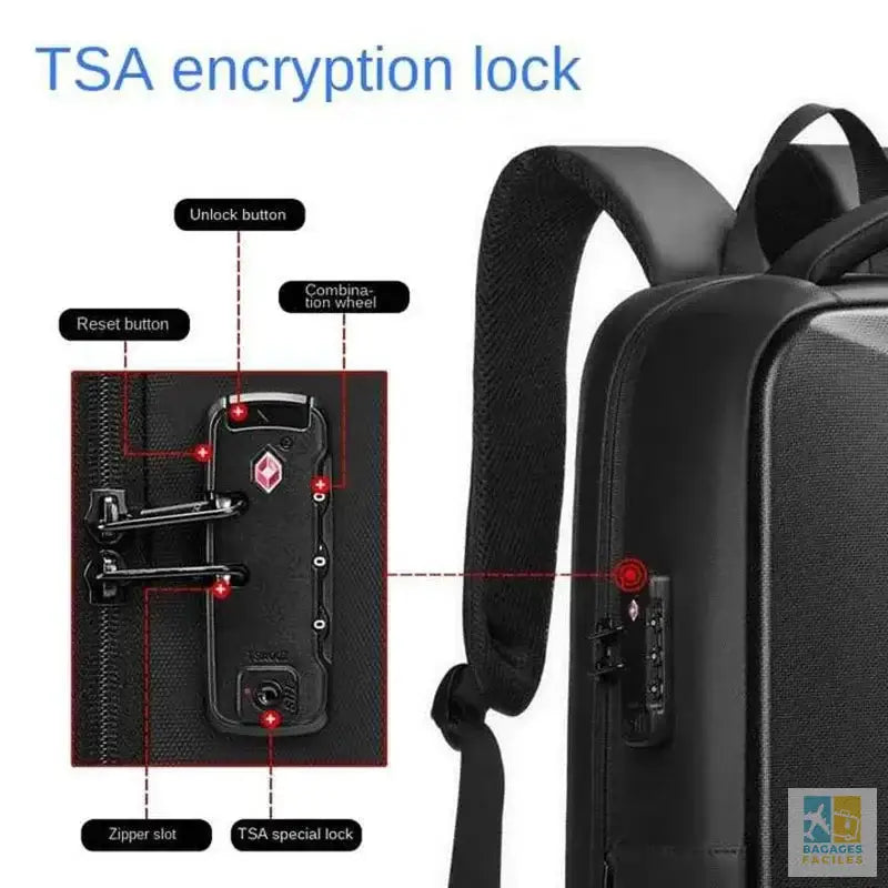 Sac à dos antivol étanche portable 15.6" TSA - Bagages Faciles