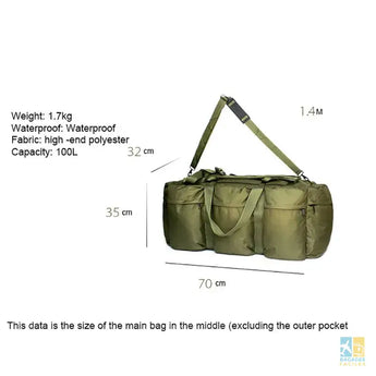 Sac à dos souple 100L - Grand léger pratique nylon - Camping