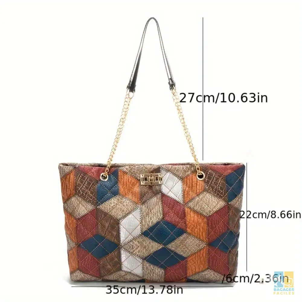 Sac à main Femme Vintage Plaid avec chaîne léger et pratique