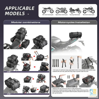 Sac Arrière Moto 30x40x15 cm - Étanche, Léger et Robuste - Bagages Faciles