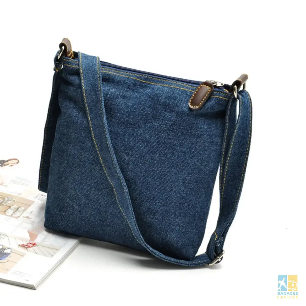 Sac bandoulière en denim bleu 23x17,5cm - Pratique et léger