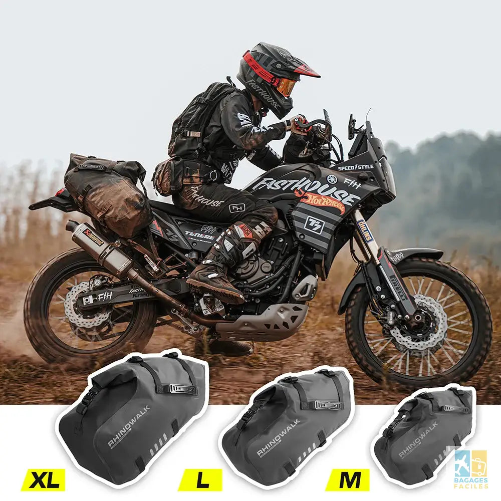 Sacoche moto Rhino 18L/28L/48L étanche 30x25x15 cm robuste