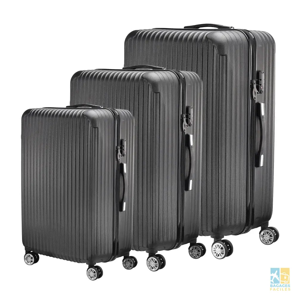 Set de 3 valises rigides extensibles, roues silencieuses - Bagages Faciles