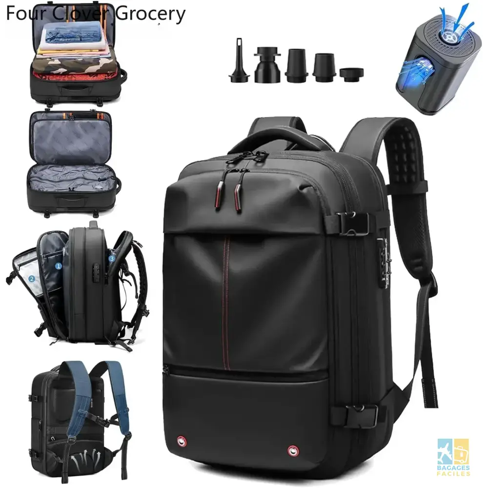 Vacuum Compression Backpack with Vacuum Pump Expandable Travel Backpack for Men Women Airline Approved Business Bag 60L