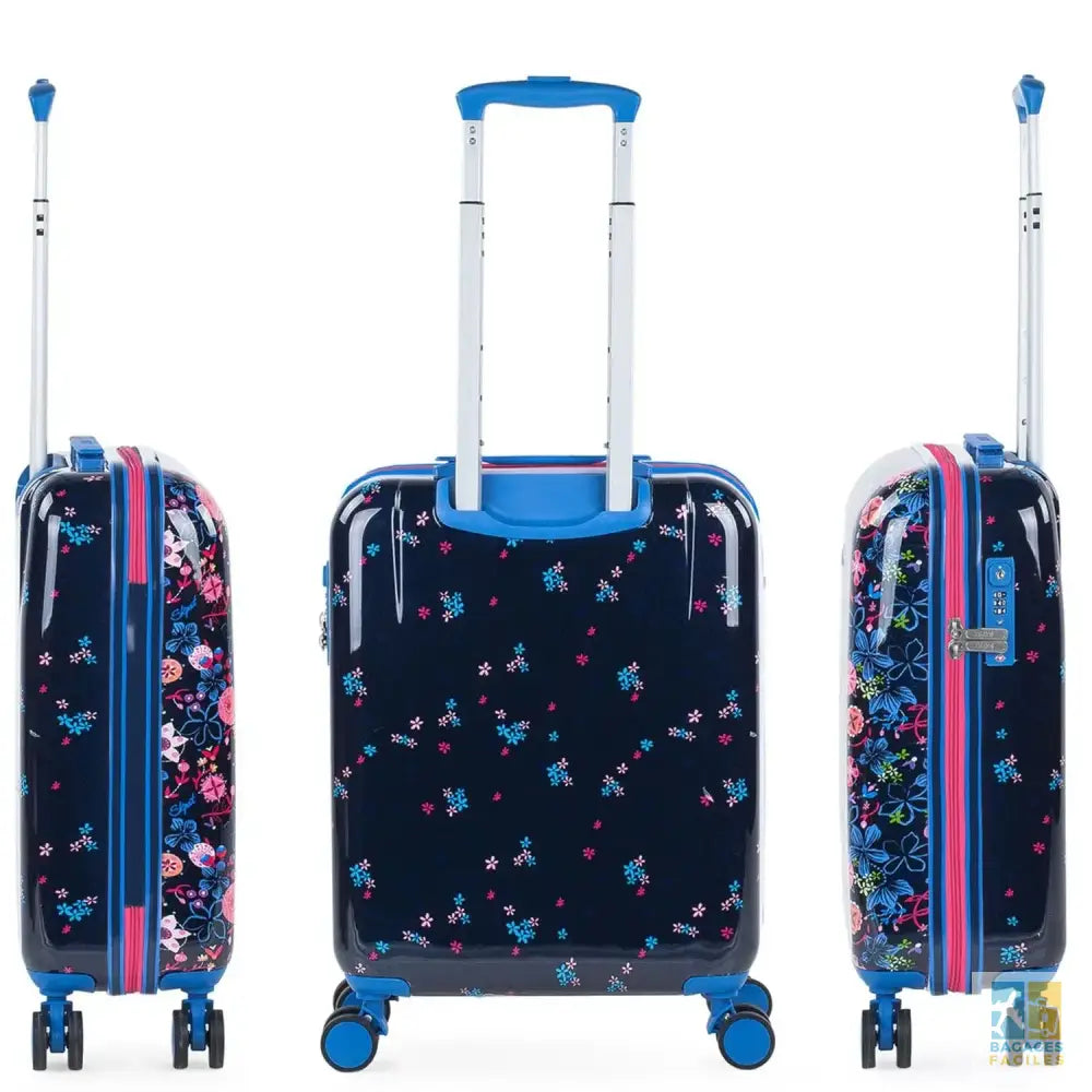 Valise cabine enfant légère, motif pois, TSA, 4 roues - Bagages Faciles