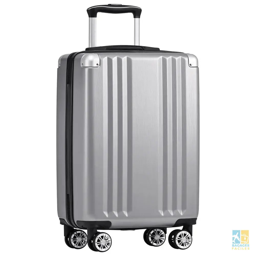 Valise cabine rigide ABS TSA 56.5x37.5x22.5 cm argent - Bagages Faciles