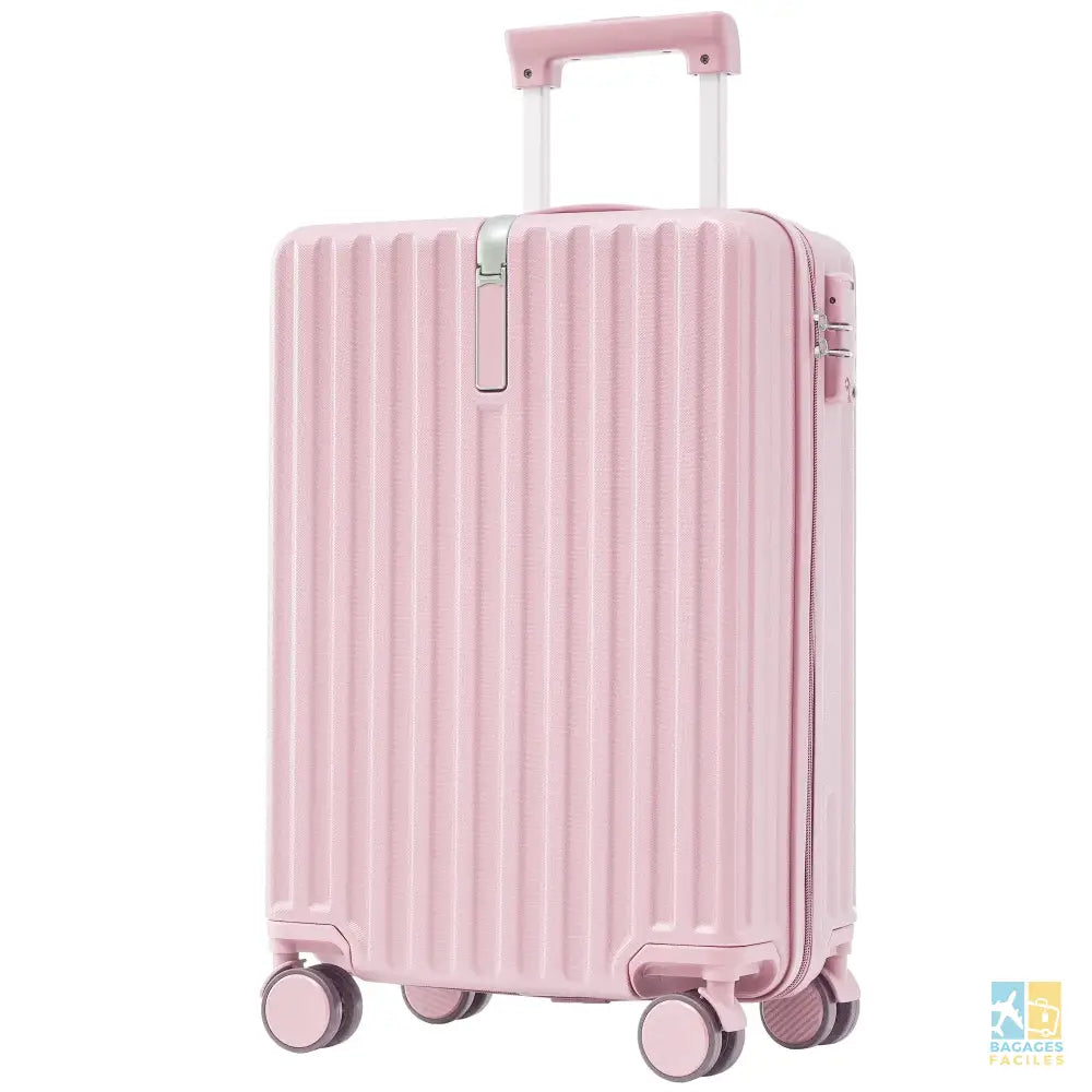 Valise cabine rigide rose, 55x36x21 cm, 4 roulettes TSA - Bagages Faciles