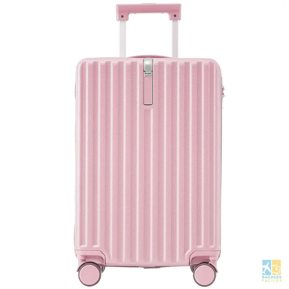 Valise cabine rigide rose, 55x36x21 cm, 4 roulettes TSA - Bagages Faciles