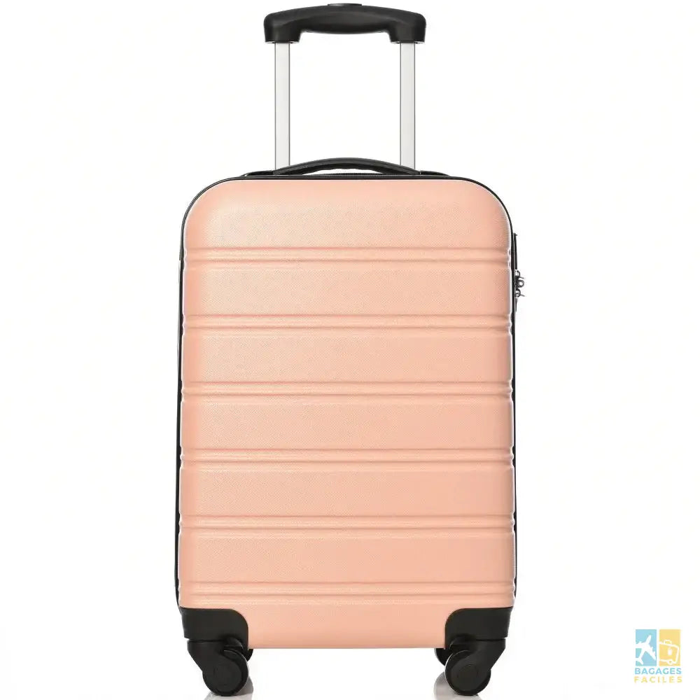 Valise cabine rigide rose 4 roulettes 55x36x22.5 cm - Bagages Faciles