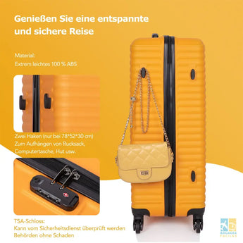 Valise rigide soute ABS 4 roulettes orange TSA compatible - Bagages Faciles