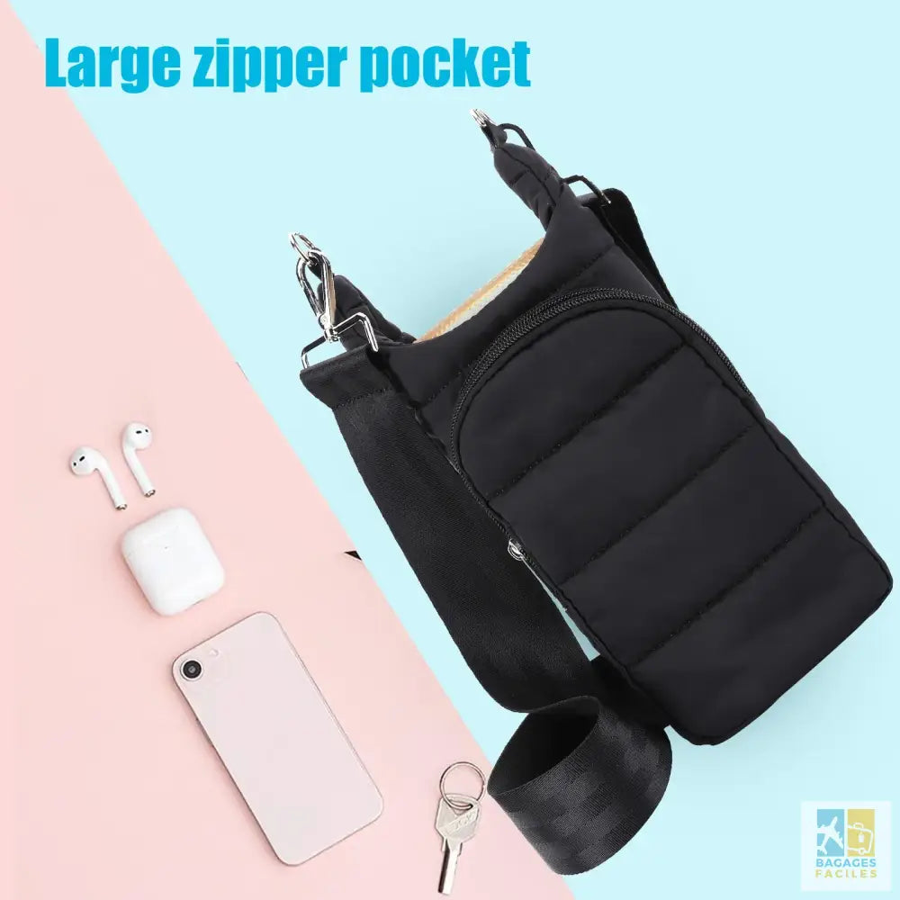 Water Bottle Carrier Bag Quilted Water Bottle Carrier Water Bottle Holder Puffer Tote Water Bottle Sling Bag for